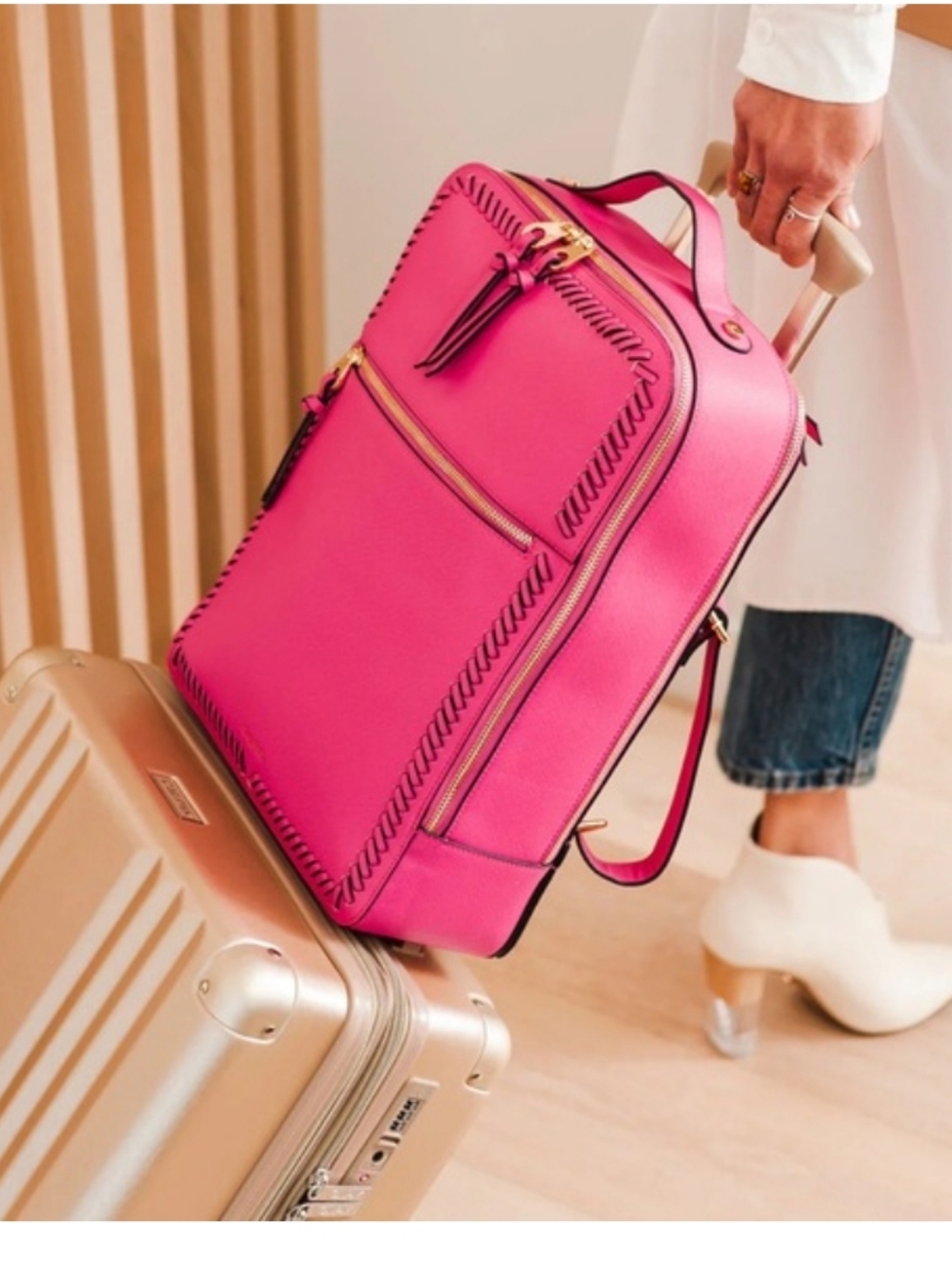 Calpak Fuchsia Backpack with Braided Detail